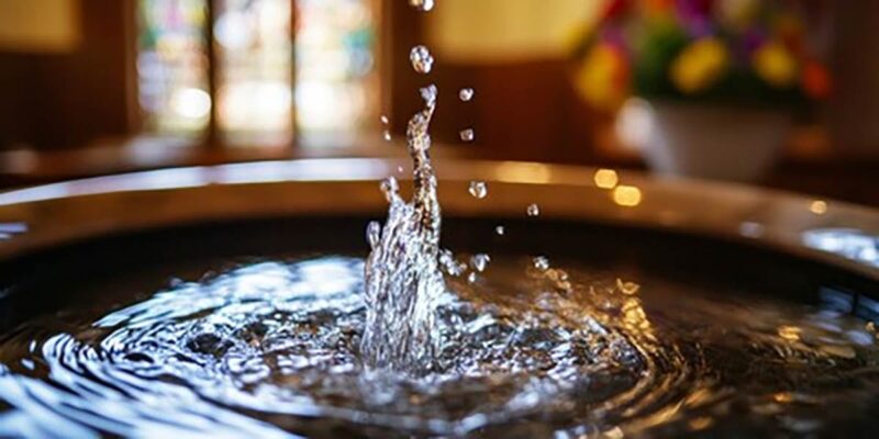 Taufbecken mit Taufwasser