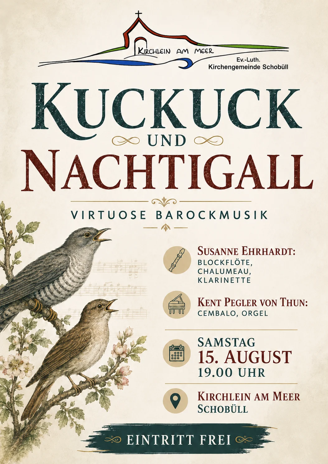 Kuckuck und Nachtigall – Virtuose Barockmusik im Kirchlein am Meer
