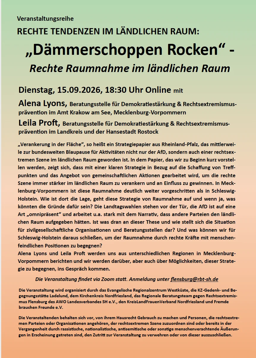 RECHTE TENDENZEN IM LÄNDLICHEN RAUM: „Dämmerschoppen Rocken“ - Rechte Raumnahme im ländlichen Raum