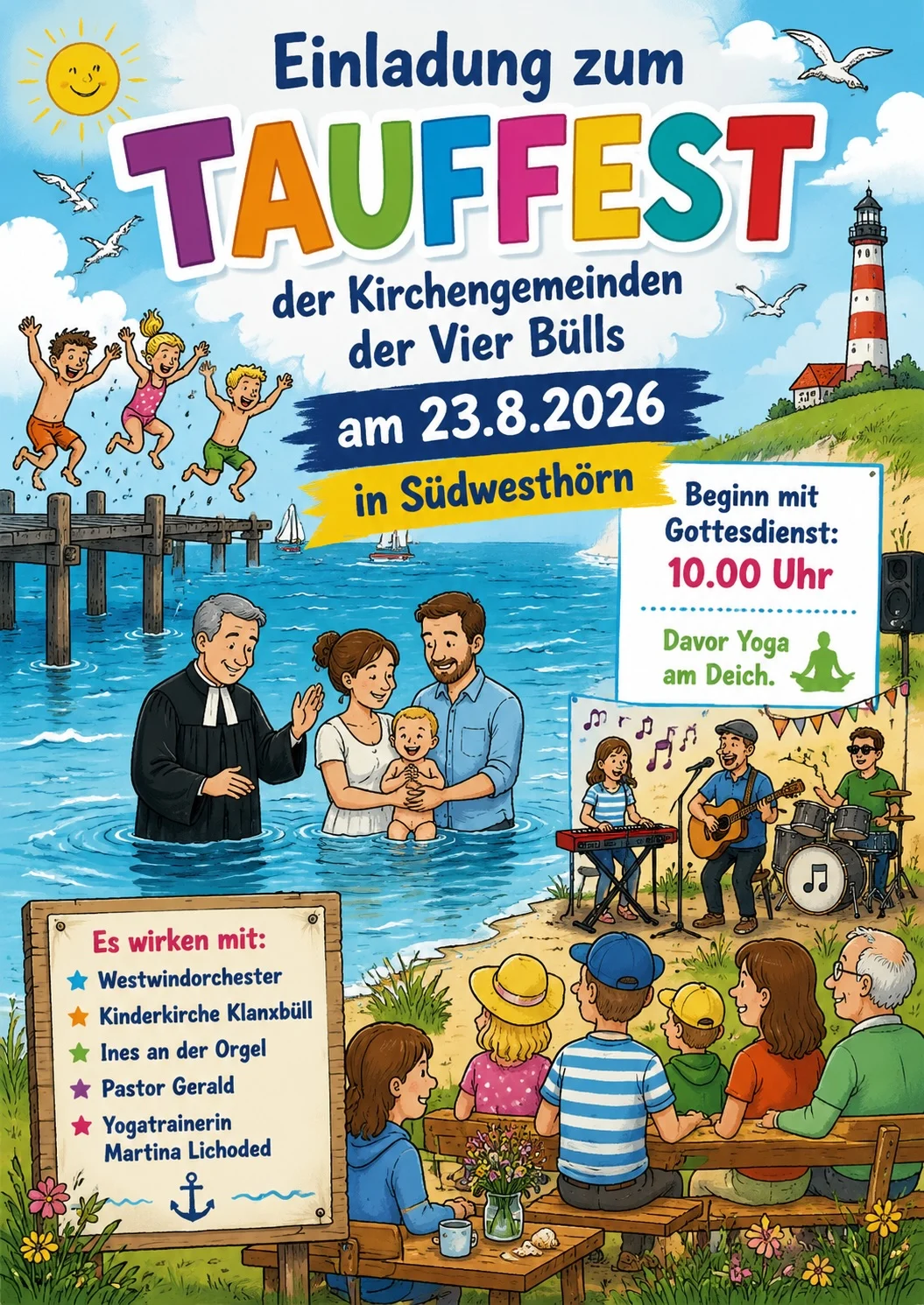 Taufe unter freiem Himmel der Kirchengemeinden der Vier Bülls