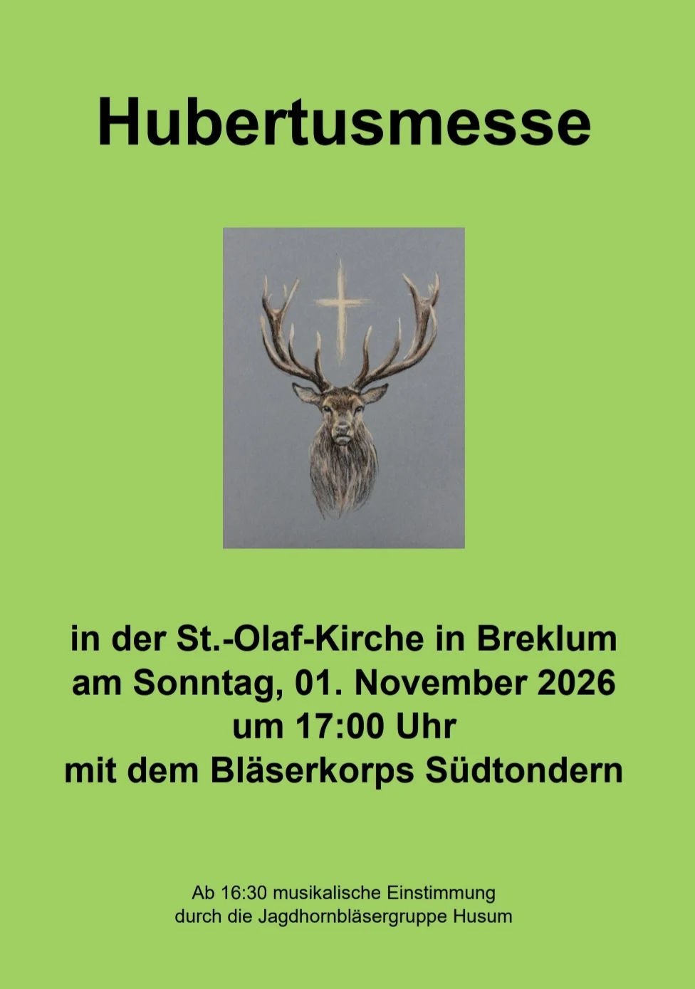 Hubertusmesse in der St.-Olaf-Kirche in Breklum